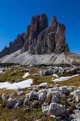 Hiking around the Tre Cime di Lavaredo in the Dolomites of Northern Italy, Europe