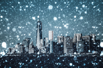 Winter Manhattan in the snowfall