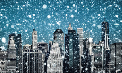 Winter Manhattan in the snowfall