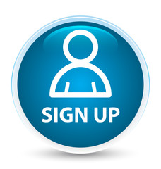 Sign up (member icon) special prime blue round button
