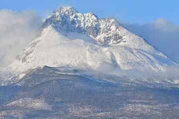 Obraz premium peak of snowy mountains in winter High Tatras Slovakia