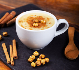 Boza or Bosa, traditional Turkish drink with roasted chickpea