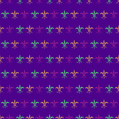 Mardi Gras Carnival seamless pattern with fleur-de-lis. Vector illustration EPS10.