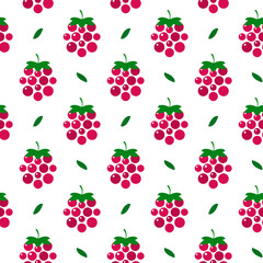 beautiful raspberry with leaves. Vector seamless background, illustration