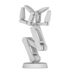 Robotic arm manufacture technology industry assembly mechanic hand 3d render illustration isolated on white