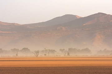 Sandsturm im Namib-Naukluft Nationalpark (Sossusvlei) in Namibia