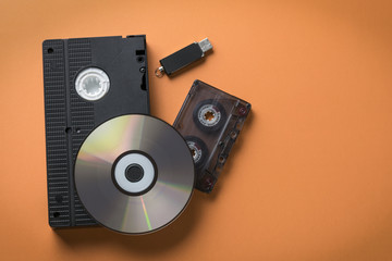 CD disk and video-audio cassette and flash drive as a concept of media storage evolution