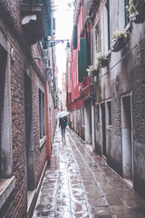 Fototapeta premium Venice street in rain
