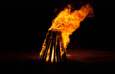 Lighting of bonfires at Jewish holiday of Lag Baomer, The day of commemorate the death of Rabbi...