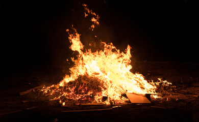 Lighting of bonfires at Jewish holiday of Lag Baomer, The day of commemorate the death of Rabbi...