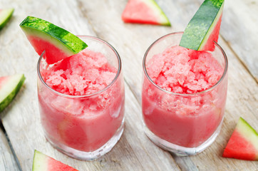 watermelon granita with fresh watermelon slices