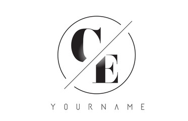 CE Letter Logo with Cutted and Intersected Design - obrazy, fototapety, plakaty