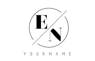 EN Letter Logo with Cutted and Intersected Design