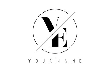 VE Letter Logo with Cutted and Intersected Design