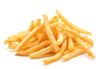potato fry on white isolated background