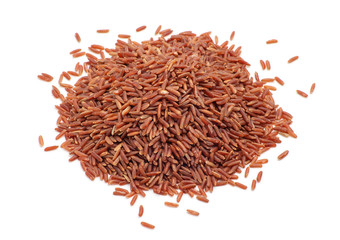 Wild red rice pile isolated on white background