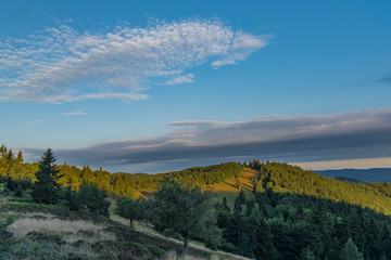 Sunrise near Velky Javornik hill in summer morning