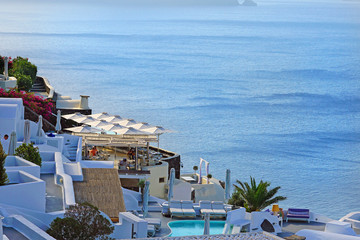 Beautiful view with luxury apartments in Santorini, Cyclades