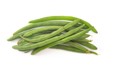 Fresh Green Beans on a White Background