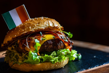 Irish hamburger with bacon