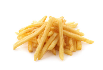 potato fry on white isolated background