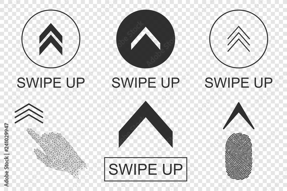 Poster swipe up buttons set. application and social network icons. vector illustration.
