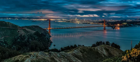 Cercles muraux Pont du Golden Gate Night panorama San Francisco
