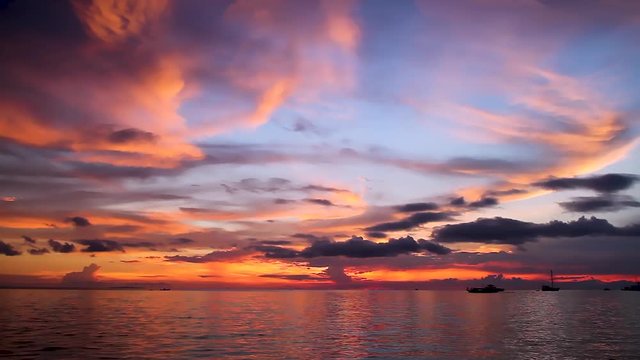Sunset Sky Ocean Horizon Colorful Backdrop Boracay Philippines