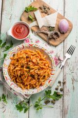 trofie pasta with cod fish ragout