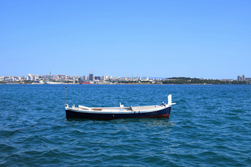 Naklejka na ściany i meble Croatia, boat on the sea