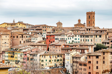 Fototapeta na wymiar Siena city is a medieval town in Italy, main travel landmark in Tuscany