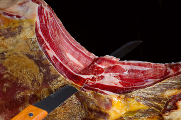 traditional spanish jamon serrano, italian parma, hamon iberico, prosciutto, leg