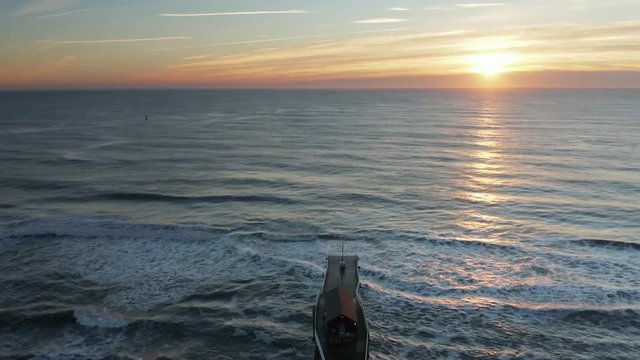 Aerial view of Belmar Fishing Pier in New Jersey at sunrise 