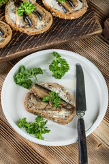 Sandwich with sprats.