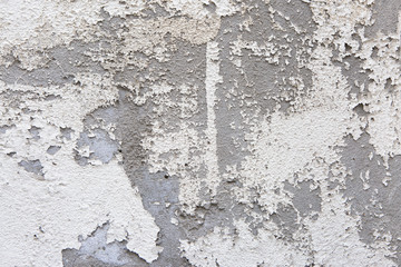 Old Dirty White Wall With Peeling White Or Light Yellow Paint.