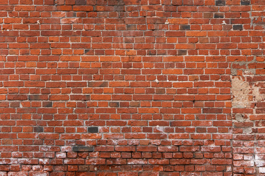 Crack Old Red Or Brown Brick Wall Texture Background With Gradient.