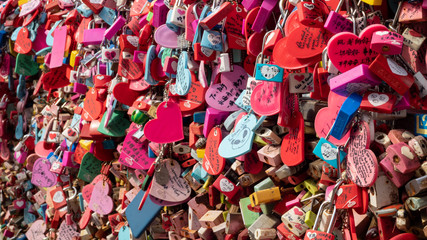 Padlocks of love below the Seoul tower