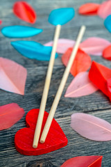 chopsticks and heart - valentines day greeting card