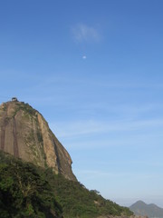 Sugarloaf Mountain, moon  and blue sky