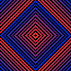 Vector concentric lines seamless pattern with trendy neon red and blue gradient