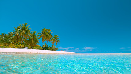 COPY SPACE: Picturesque view of the pure ocean and the idyllic exotic island. © helivideo