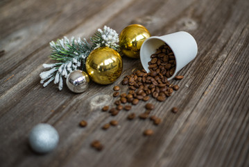Christmas still life of coffee beans