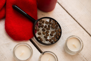 Christmas still life of coffee beans