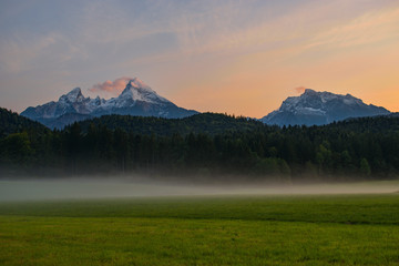 Famous Mt. Watzmann and Hochkalter near Berchtesgaden