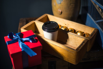 Christmas still life of coffee beans
