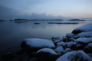 Desolate beach in winter