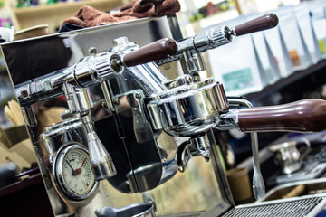 Levers of steam faucets of vehicle on preparation of coffee
