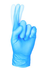 photo hand isolated glove pointing gesture / hand in direction pointing position
