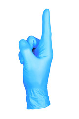photo hand isolated glove pointing gesture / hand in direction pointing position