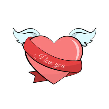 recommend clip art: Heart valentines card with wings